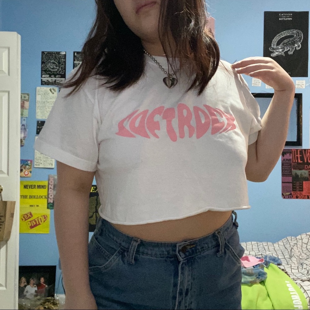 "Soft rock" white cropped TSHIRT